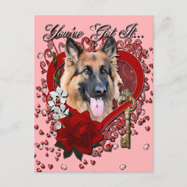 Valentines - Key to My Heart - German Shepherd Holiday Postcard (Front)