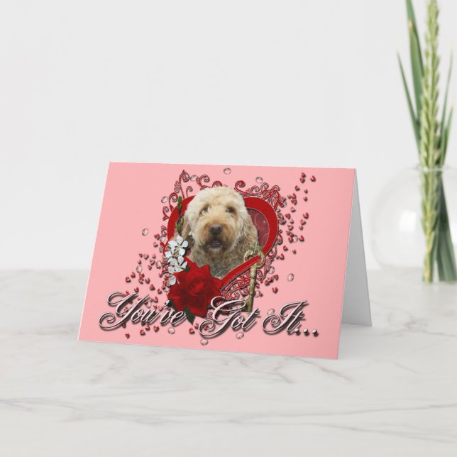 Valentines - Key to My Heart - GoldenDoodle Holiday Card (Front)