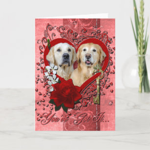 Valentines - Key to My Heart - Goldens - Corona Te Holiday Card