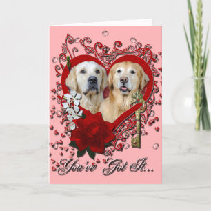 Valentines - Key to My Heart Goldens Corona Tebow Holiday Card