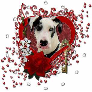 Valentines - Key to My Heart -Great Dane Harlequin Statuette