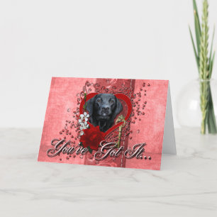 Valentines - Key to My Heart - Labrador - Black Holiday Card