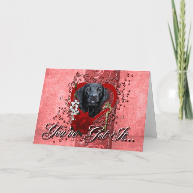 Valentines - Key to My Heart - Labrador - Black Holiday Card (Front)