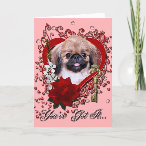 Valentines _ Key to My Heart _ Pekingese _ Zoe Holiday Card