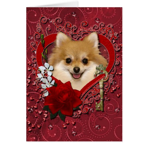 Valentines - Key to My Heart - Pomeranian Card | Zazzle