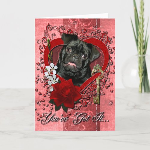 Valentines _ Key to My Heart _ Pug _ Ruffy Holiday Card