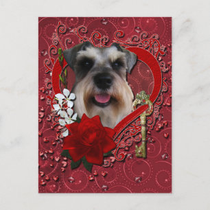 Valentines - Key to My Heart - Schnauzer Holiday Postcard