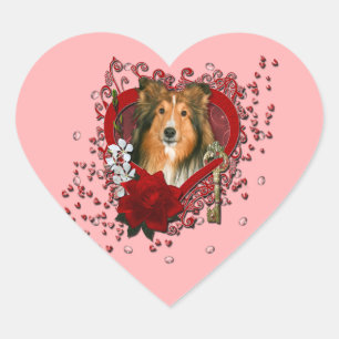 Valentines - Key to My Heart - Sheltie Heart Sticker