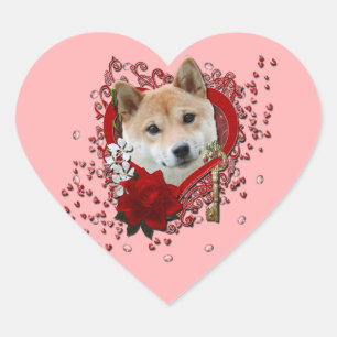 Valentines - Key to My Heart - Shiba Inu Heart Sticker