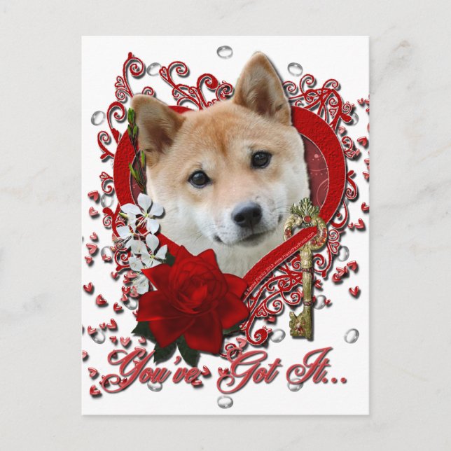 Valentines - Key to My Heart - Shiba Inu Holiday Postcard (Front)