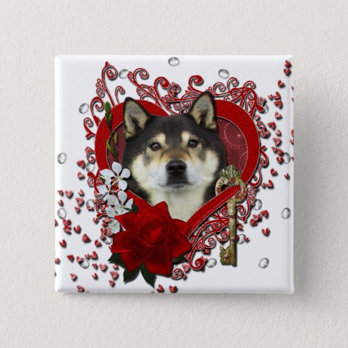 Valentines _ Key to My Heart _ Shiba Inu _ Yasha Pinback Button