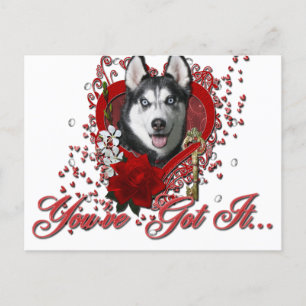 Valentines - Key to My Heart - Siberian Husky Holiday Postcard