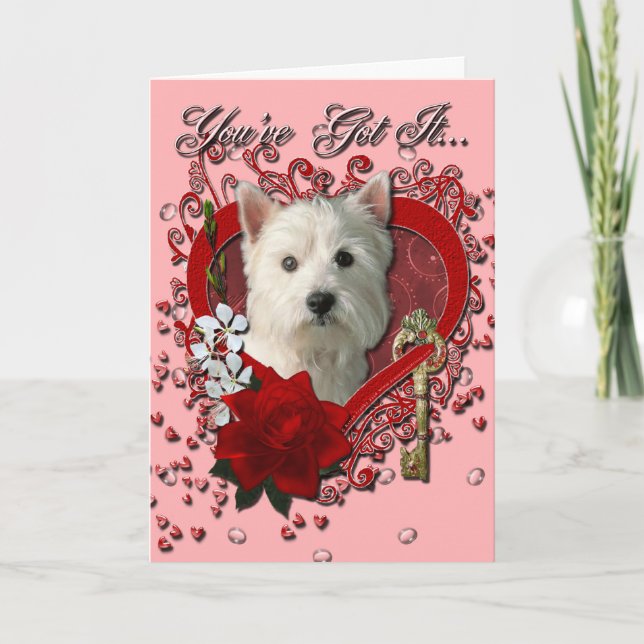 Valentines - Key to My Heart West Highland Terrier Holiday Card (Front)