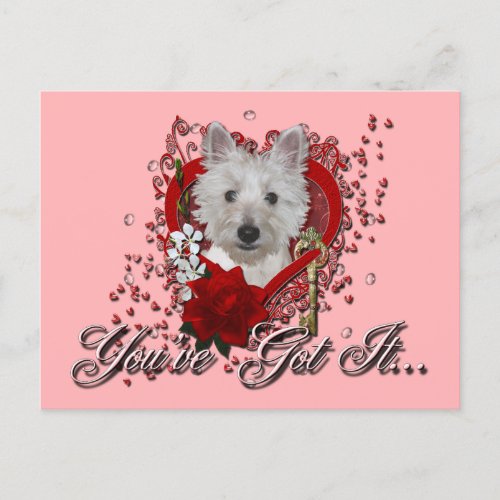 Valentines _ Key to My Heart _ Westie _ Tank Holiday Postcard