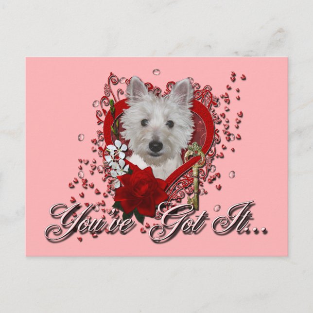 Valentines - Key to My Heart - Westie - Tank Holiday Postcard (Front)