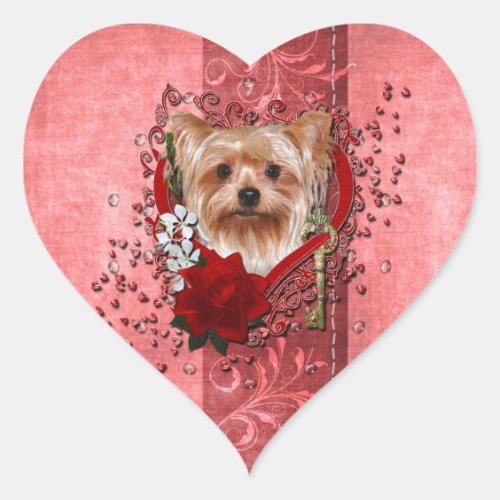 Valentines _ Key to My Heart _ Yorkshire Terrier Heart Sticker