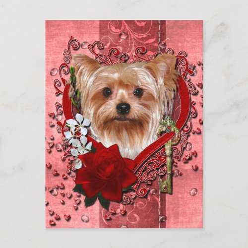 Valentines _ Key to My Heart _ Yorkshire Terrier Holiday Postcard