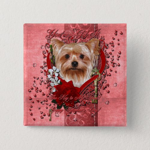 Valentines _ Key to My Heart _ Yorkshire Terrier Pinback Button