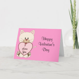 Valentine's Kitty with Heart Holiday Card