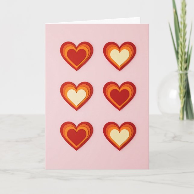 Valentines Layered Hearts Card (Front)