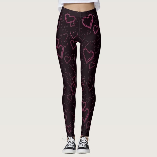 Valentine's Leggings Complicated Hearts Leggings (Front)