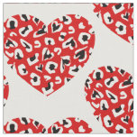 valentines leopard animal print heart red fabric