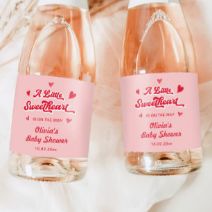 Valentines Little Sweetheart Baby Shower Champagne Sparkling Wine Label