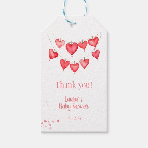 Valentines Little Sweetheart Pink Baby Gift Tags