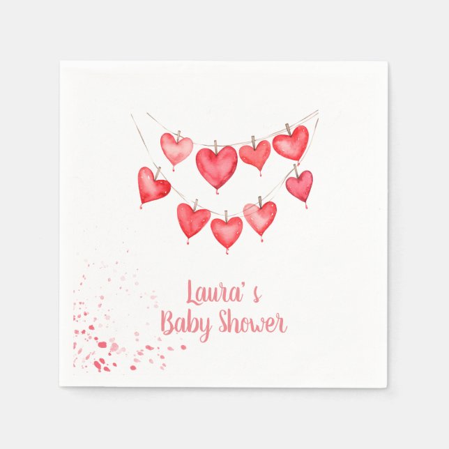 Valentine's Little Sweetheart Pink Baby Napkins (Front)