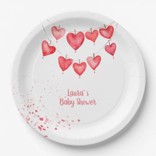 Valentines Little Sweetheart Pink Baby Paper Plates
