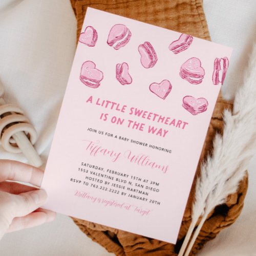 Valentines Little Sweetheart Pink Baby Shower Invitation