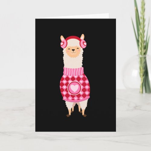 Valentines Llama Earmuffs Card