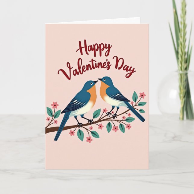 Valentines Love Birds Card (Front)