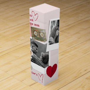 Valentines love couple black and white photo  wine box
