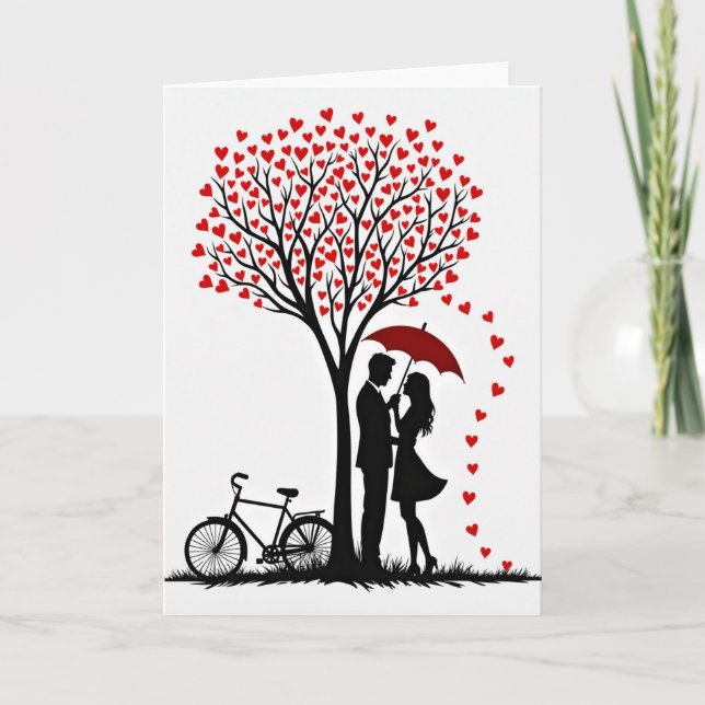 Valentines Love Couple Tree Card (Front)