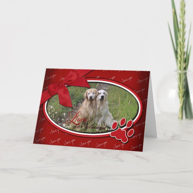 Valentine's - Love For Always - Golden Retriever Holiday Card (Front)