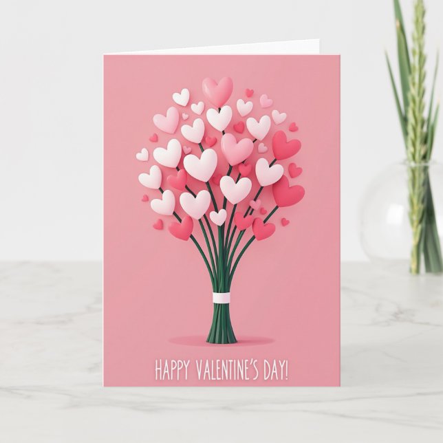 Valentines Love Hearts Bouquet Card (Front)