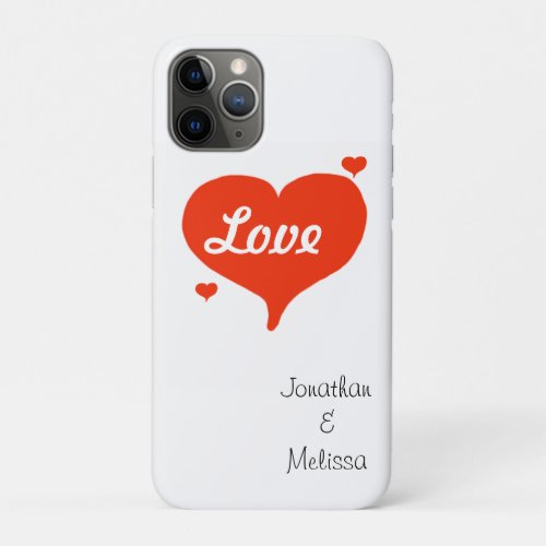 Valentines Love Hearts PERSONALIZE Names iPhone 11 Pro Case