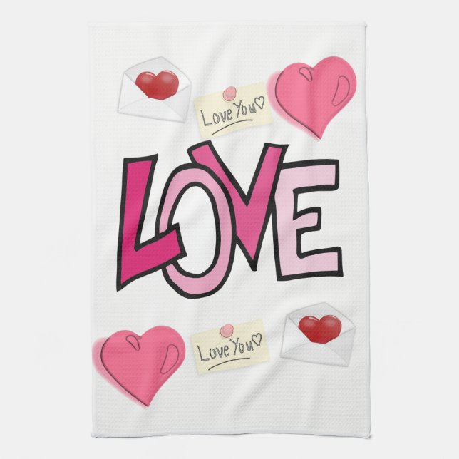 valentines love kitchen hand towel (Vertical)