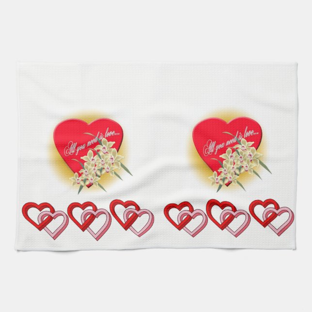 valentines love kitchen hand towel (Horizontal)