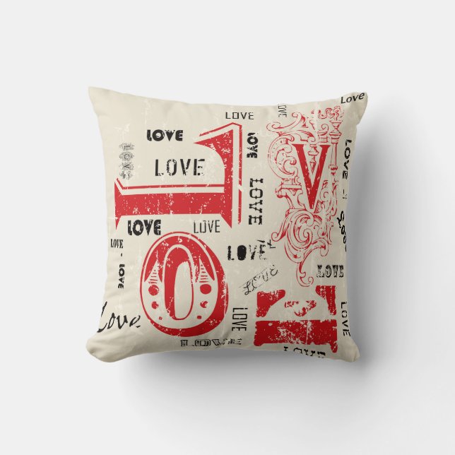 Valentine's "LOVE love LoVe" Word Art Throw Pillow (Front)