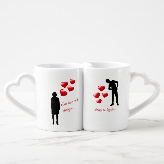 Valentine's Love Mug Set Heart Shaped Handles (Front Nesting)