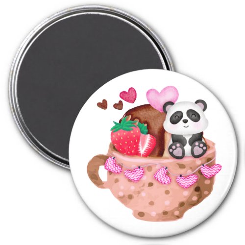 Valentines Love Panda Mug Circle Magnet