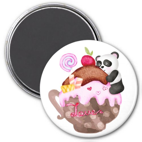 Valentines Love Panda Mug Circle Magnet