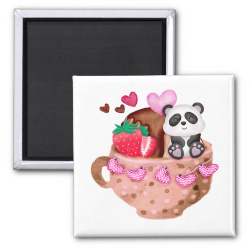 Valentines Love Panda Mug Square Magnet