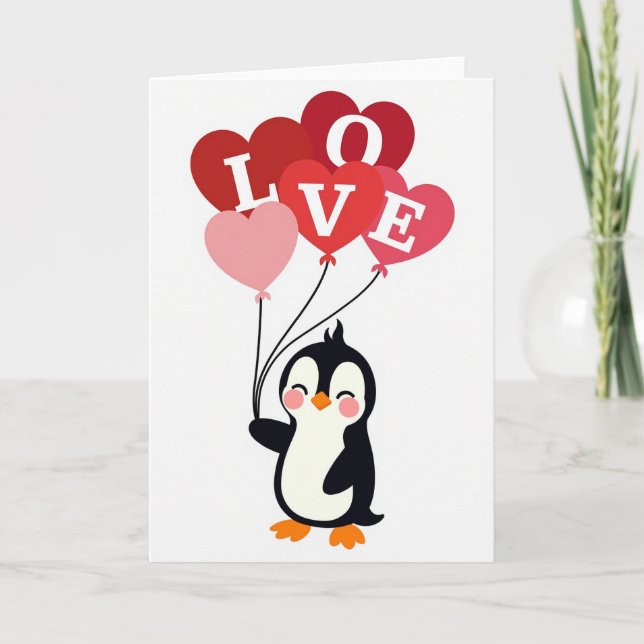 Valentines Love Penguin Card (Front)