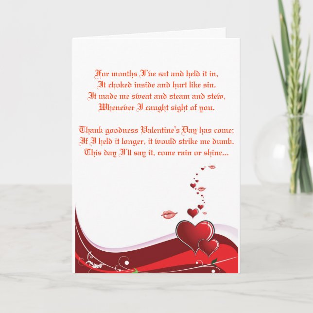 Valentines love poem holiday card (Front)