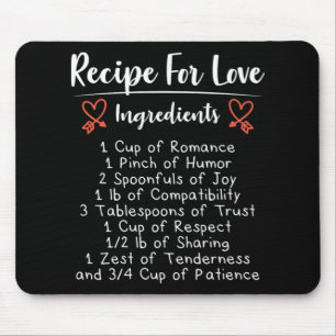Valentines Love Poem Recipe For Love Romance Gift Mouse Pad