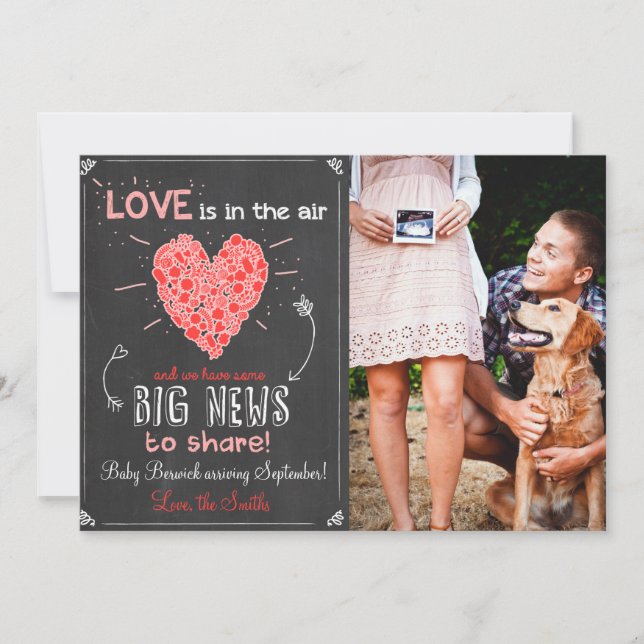 Valentine's Love Pregnancy Reveal Announcement (Front)