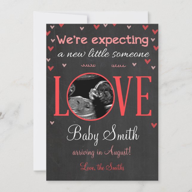Valentine's Love Pregnancy Ultrasound Announcement (Front)